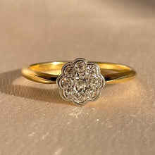 Load image into Gallery viewer, Vintage 18k Diamond Bezel Flower Cluster Ring
