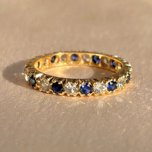 Load image into Gallery viewer, Vintage 9k Blue and White Sapphire Eternity Ring
