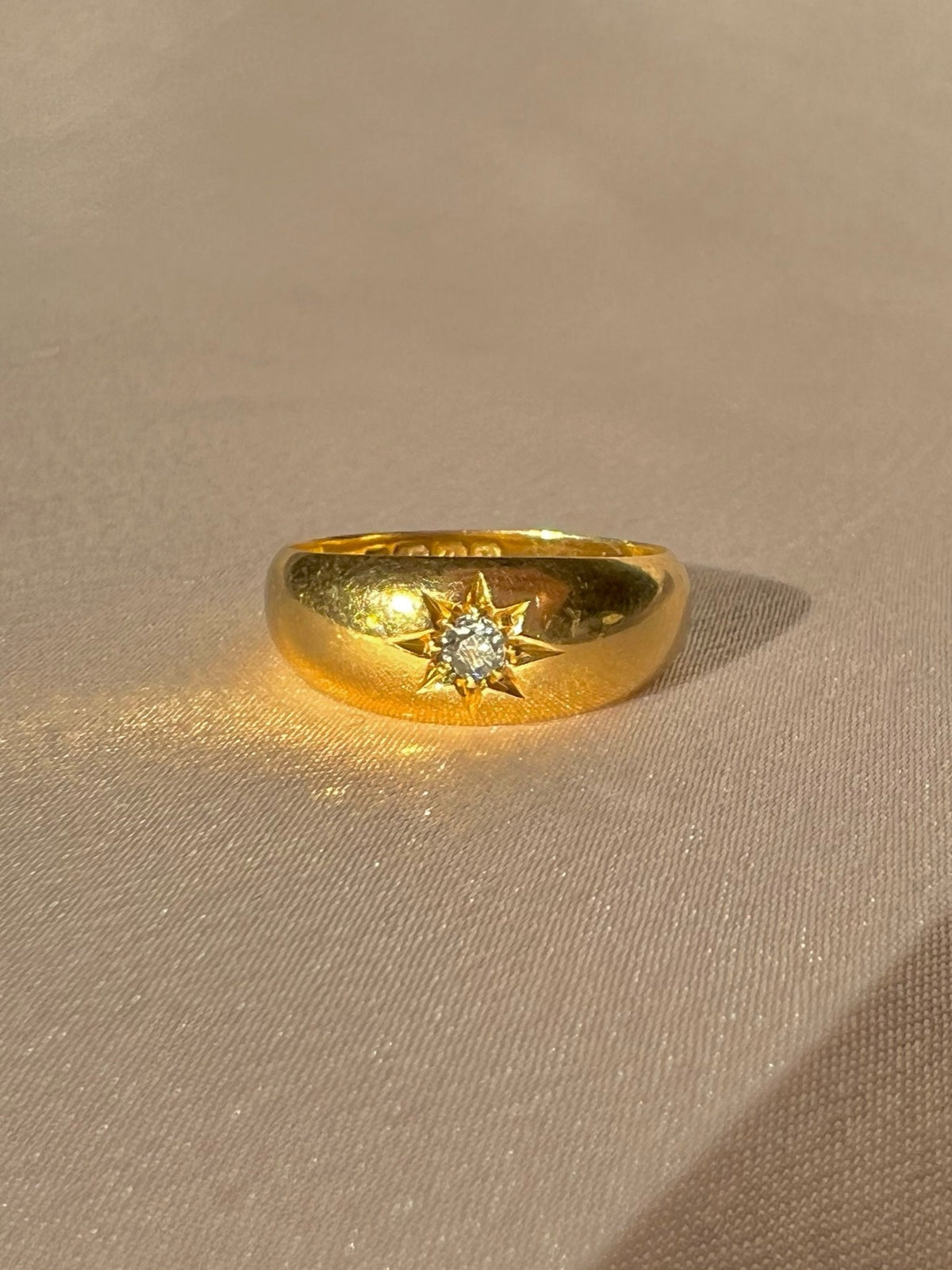 Antique 18k Diamond Solitaire Starburst Ring 1914