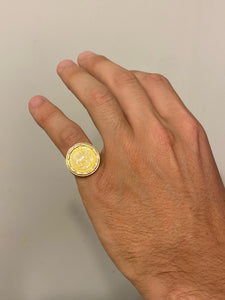 Vintage 9k Kruggerand Coin Signet Ring 1995