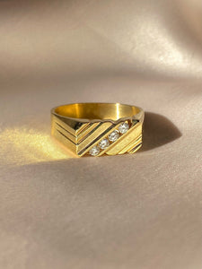 Vintage 14k Diamond Diagonal Signet Ring
