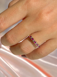 Vintage 9k Ruby Diamond Half Eternity Ring 1993