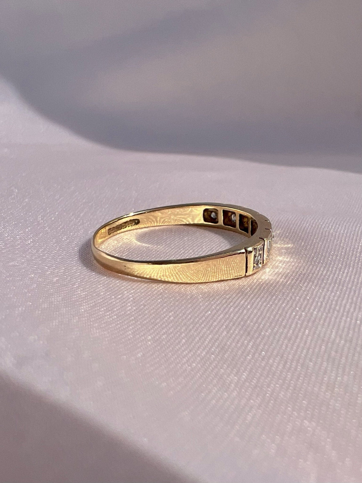 Vintage 9k Diamond Square Half Eternity Ring 1989