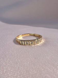 Vintage 9k Diamond Square Half Eternity Ring 1989
