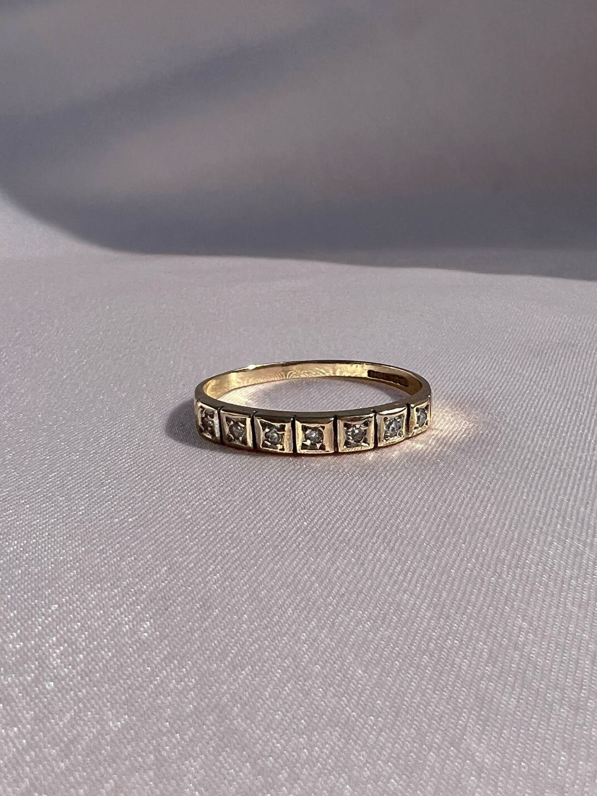 Vintage 9k Diamond Square Half Eternity Ring 1989
