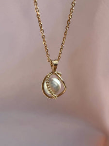 Antique 9k Caged Pearl Necklace