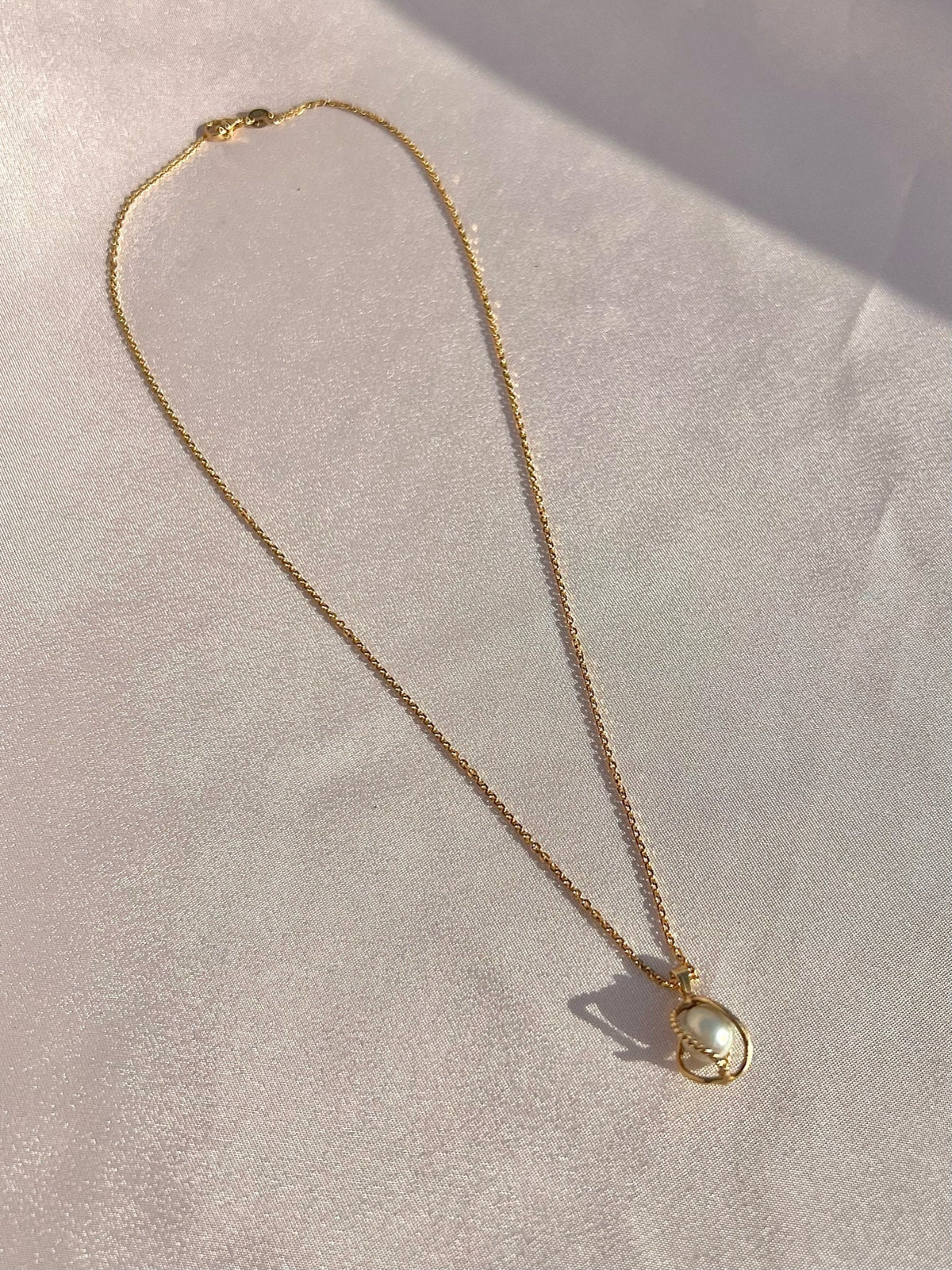 Antique 9k Caged Pearl Necklace