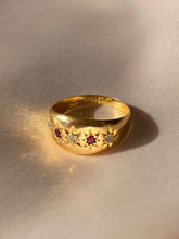 Load image into Gallery viewer, Antique 18k Ruby Diamond Eternity Gypsy Ring 1910
