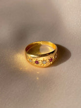 Load image into Gallery viewer, Antique 18k Ruby Diamond Eternity Gypsy Ring 1910
