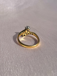Antique 18k Diamond Sapphire Toi Et Moi Bypass Ring