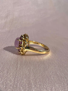 Vintage 9k Lavender Fluorite Amethyst Floral Cluster Ring
