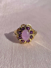 Load image into Gallery viewer, Vintage 9k Lavender Fluorite Amethyst Floral Cluster Ring
