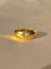 Load image into Gallery viewer, Antique 18k Diamond Solitaire Starburst Ring 1914
