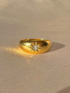 Antique 18k Diamond Solitaire Starburst Ring 1914