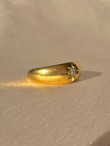 Antique 18k Diamond Solitaire Starburst Ring 1914