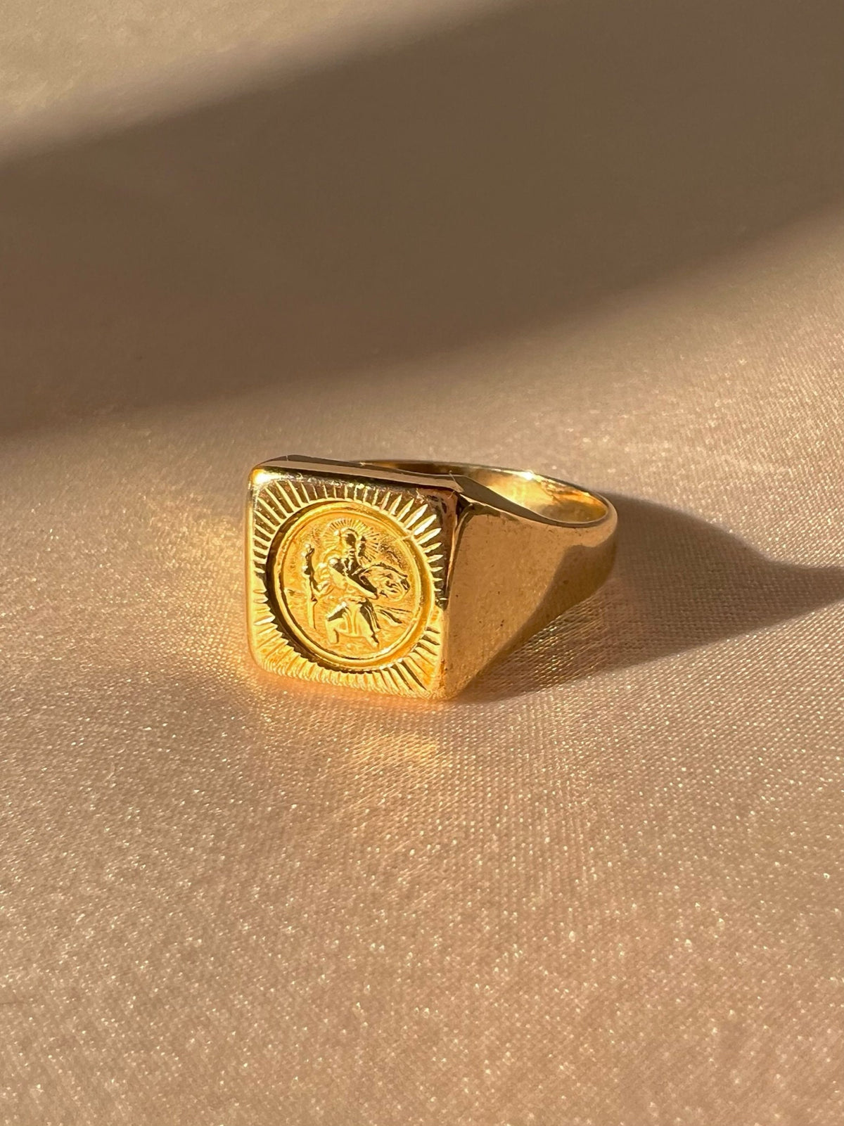 Vintage 9k Saint Christopher Signet Ring 1977