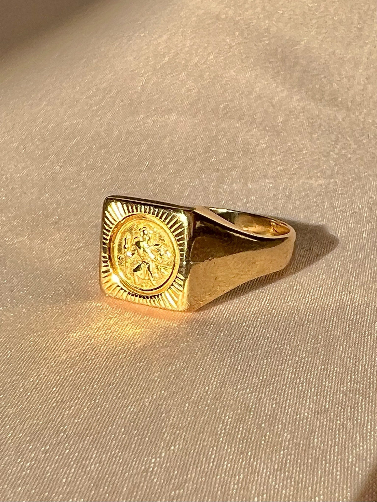 Vintage 9k Saint Christopher Signet Ring 1977