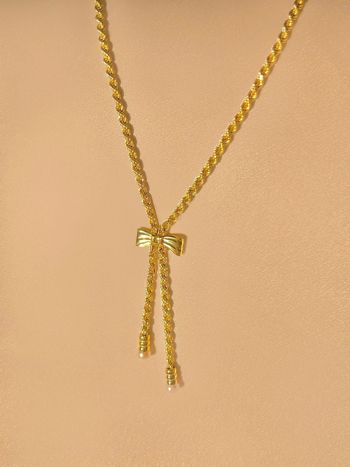 Vintage 14k Pearl Bow Rope Necklace