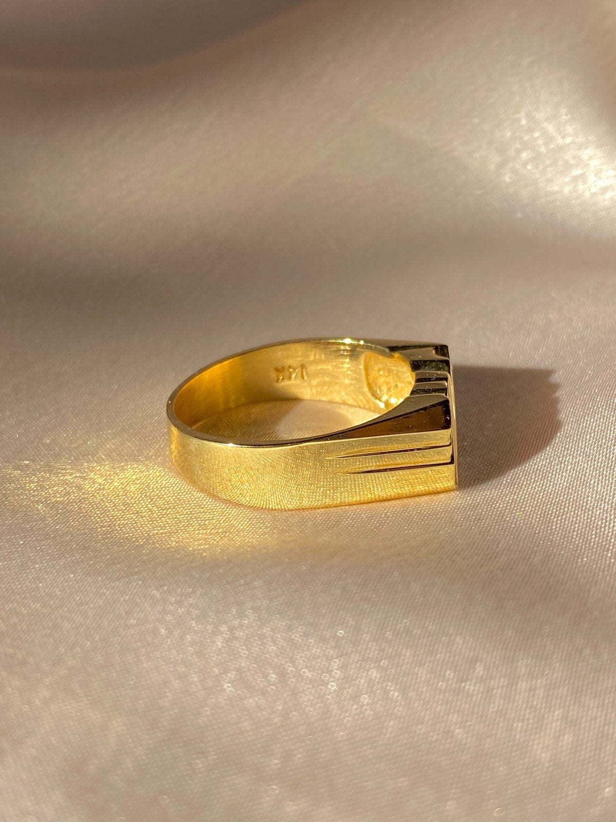 Vintage 14k Diamond Diagonal Signet Ring