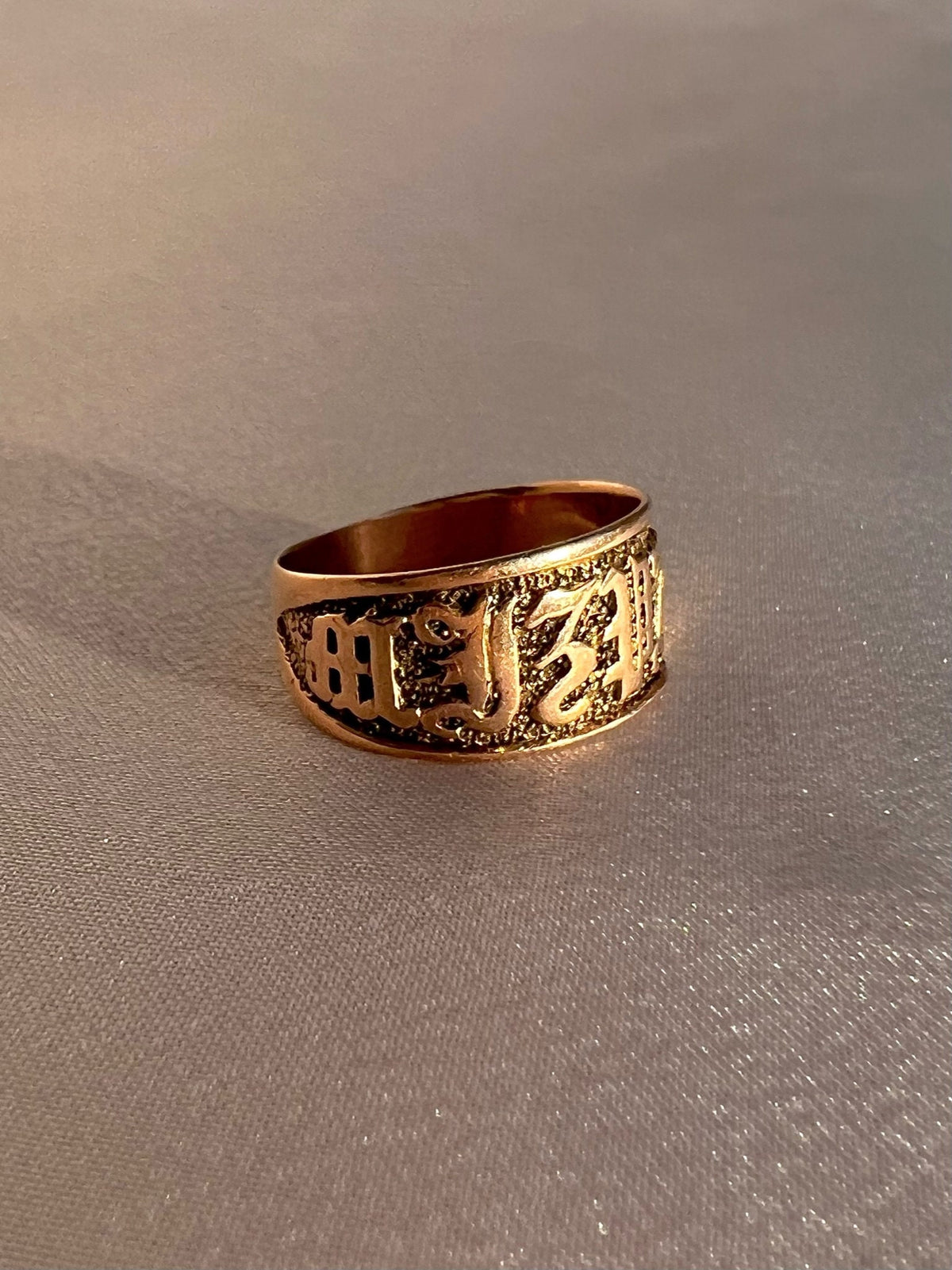 Antique 14k Rose Gold Mizpah Ring 1866