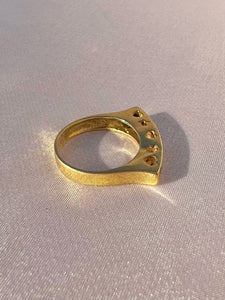 Vintage 14k Diamond Dot Heart Star Moon Ring
