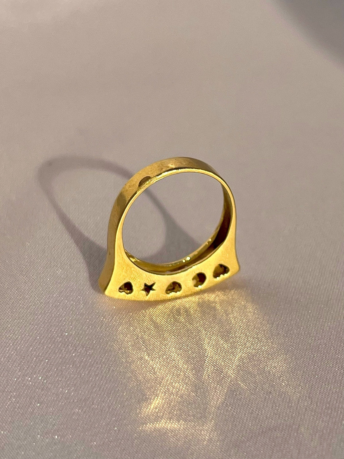 Vintage 14k Diamond Dot Heart Star Moon Ring