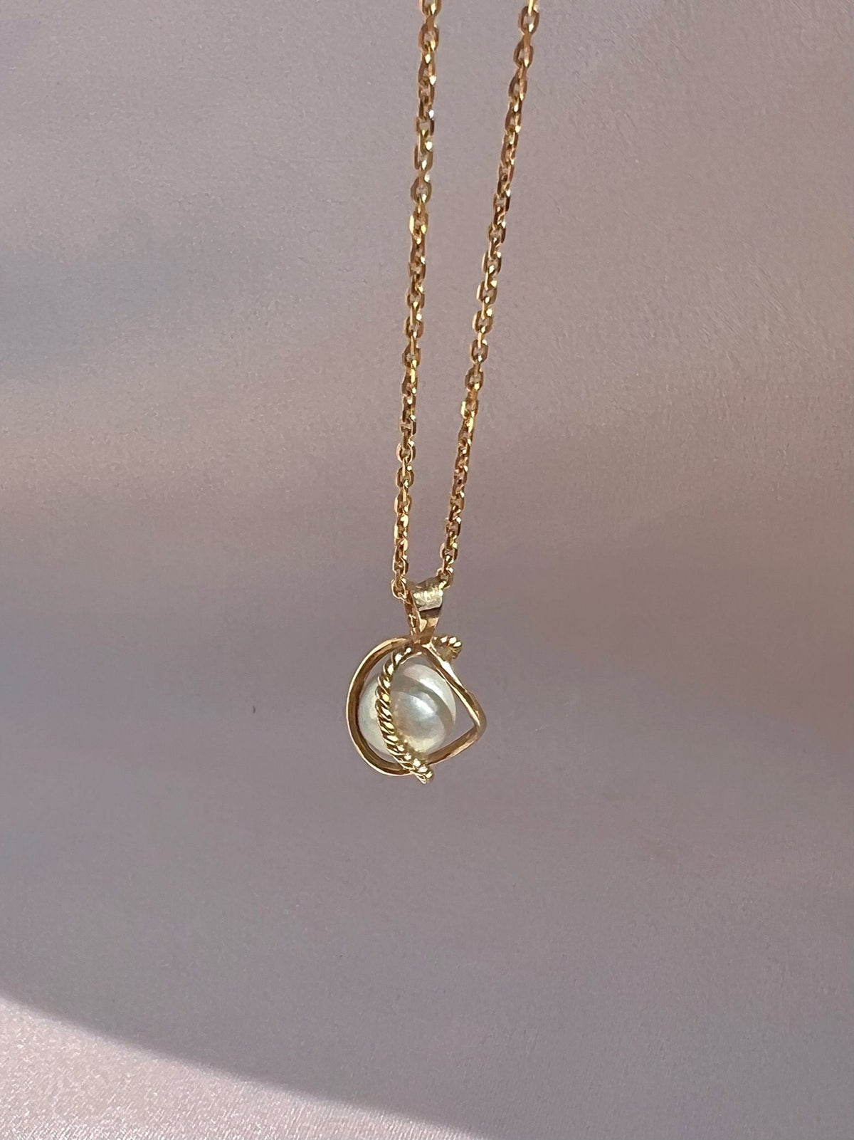 Antique 9k Caged Pearl Necklace
