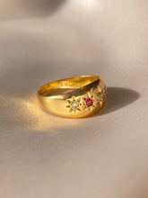 Load image into Gallery viewer, Antique 18k Ruby Diamond Eternity Gypsy Ring 1910
