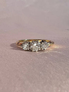 Antique 18k Diamond Old European Cut Trilogy Ring