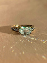 Load image into Gallery viewer, Vintage 9k Topaz Sapphire Oval Dress Ring
