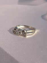 Load image into Gallery viewer, Antique 14k White Gold Old European Diamond Bow Ring
