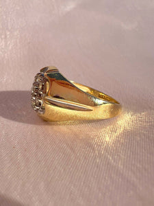 Vintage 10k Diamond Ribbed Flower Cluster Ring