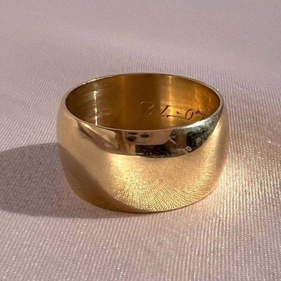 Vintage 14k Wide Cigar Band Ring 1972
