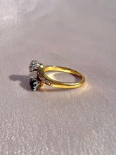 Load image into Gallery viewer, Antique 18k Diamond Sapphire Toi Et Moi Bypass Ring
