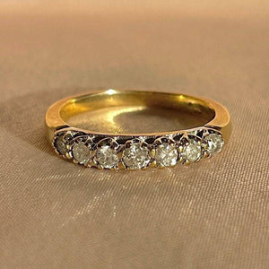 Vintage 9k Diamond Half Eternity Ring 1970s