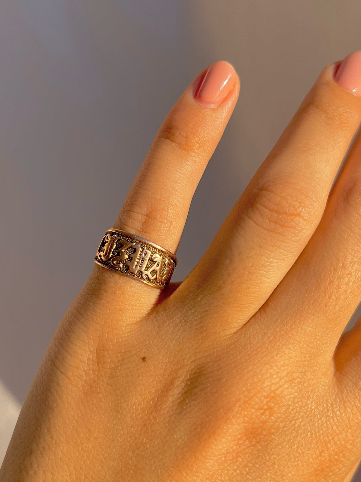 Antique 14k Rose Gold Mizpah Ring 1866