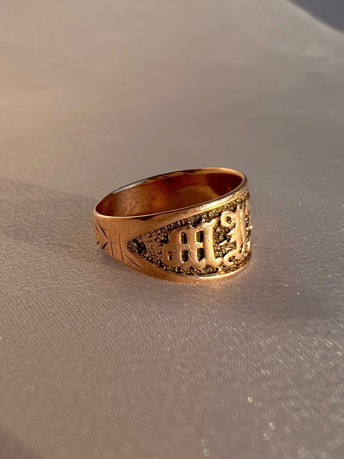 Antique 14k Rose Gold Mizpah Ring 1866