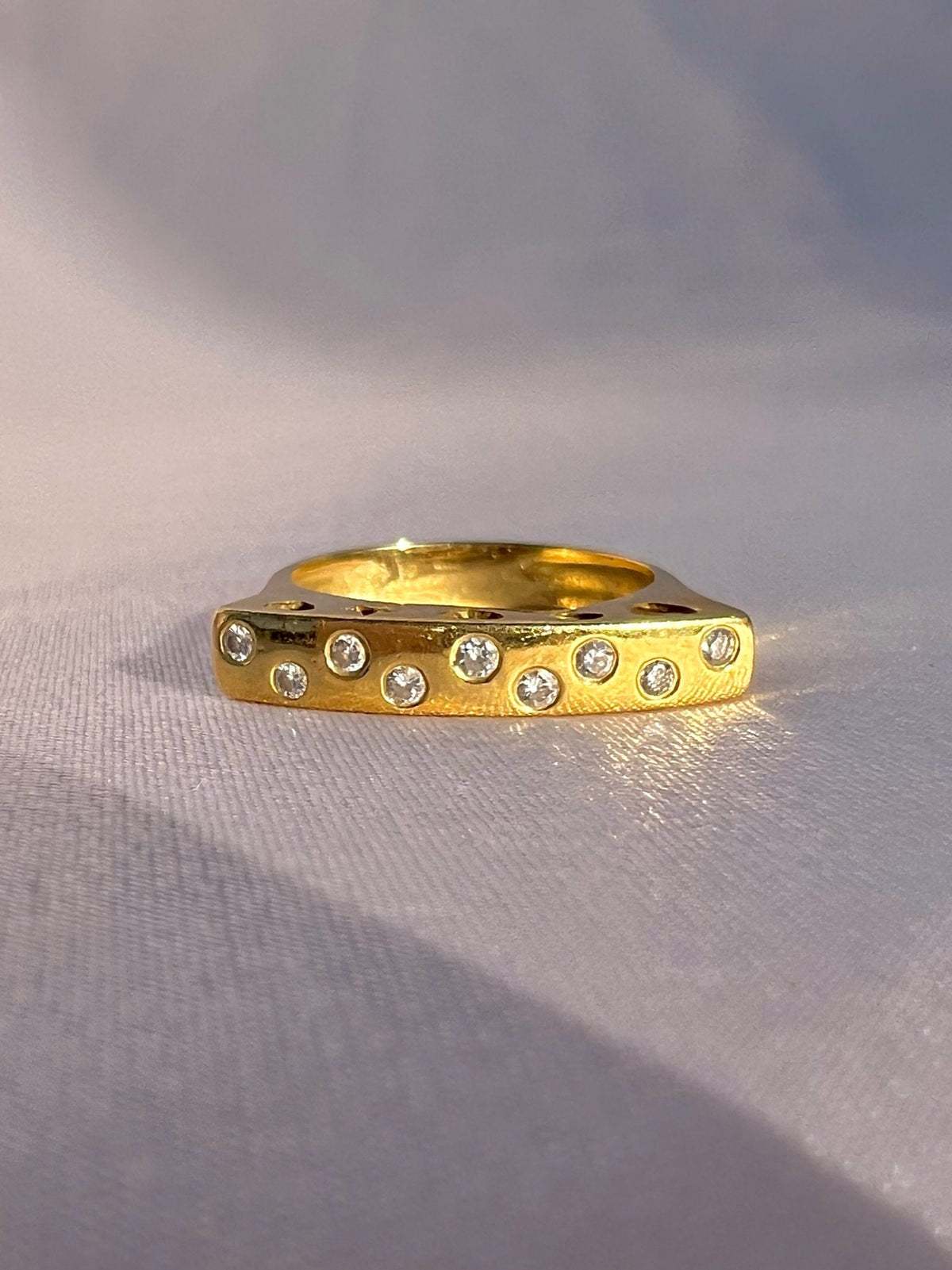 Vintage 14k Diamond Dot Heart Star Moon Ring