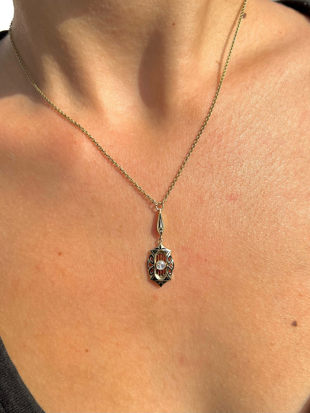 Antique Diamond Art Nouveau Necklace