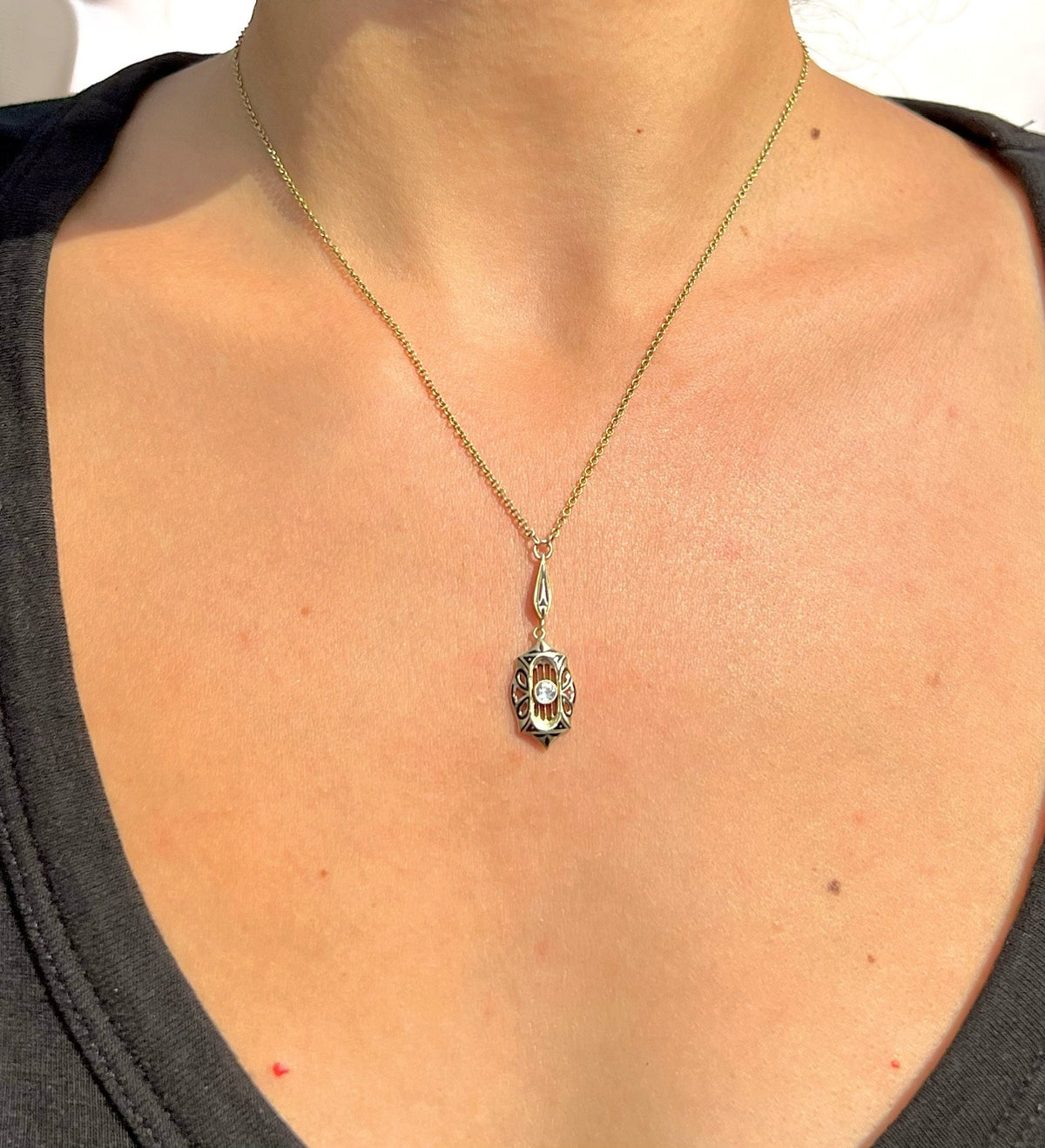 Antique Diamond Art Nouveau Necklace