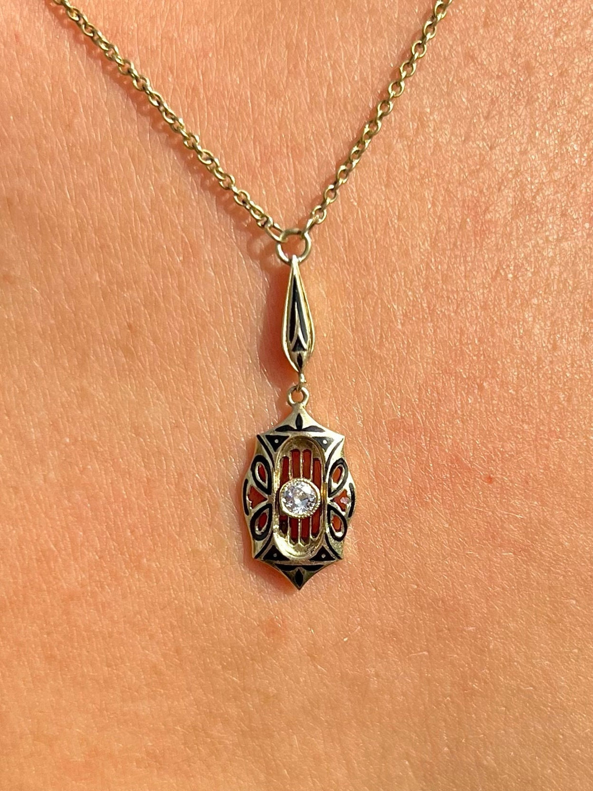 Antique Diamond Art Nouveau Necklace