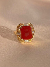 Load image into Gallery viewer, Vintage 14k Carnelian Baguette Diamond Dress Ring
