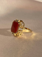 Load image into Gallery viewer, Vintage 14k Carnelian Baguette Diamond Dress Ring
