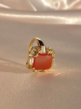 Load image into Gallery viewer, Vintage 14k Carnelian Baguette Diamond Dress Ring
