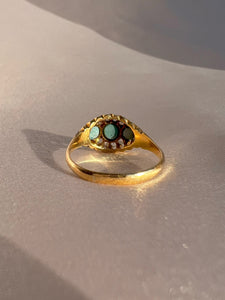 Antique 18k Turquoise Diamond Dress Ring 1903