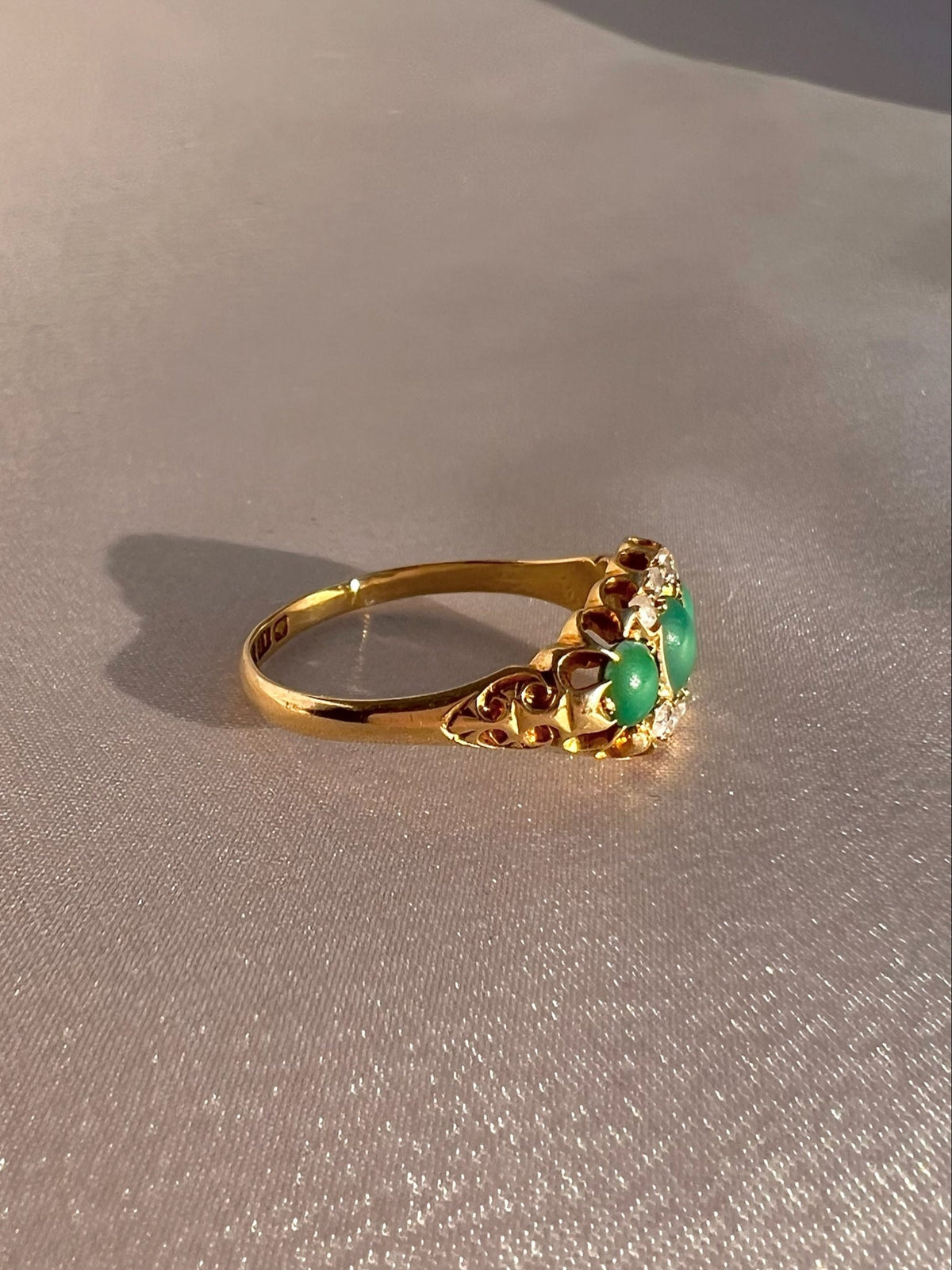 Antique 18k Turquoise Diamond Dress Ring 1903