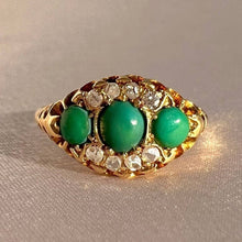 Load image into Gallery viewer, Antique 18k Turquoise Diamond Dress Ring 1903
