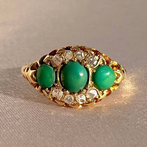 Antique 18k Turquoise Diamond Dress Ring 1903