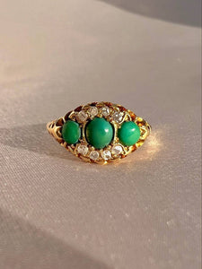 Antique 18k Turquoise Diamond Dress Ring 1903