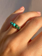 Load image into Gallery viewer, Antique 18k Turquoise Diamond Boat Ring 1899
